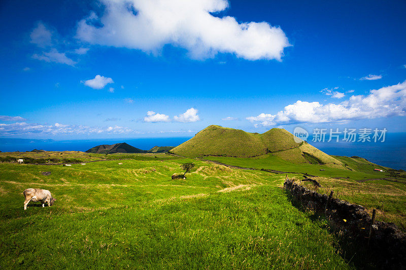 风景在亚速尔与火山，Sao Miguel，葡萄牙